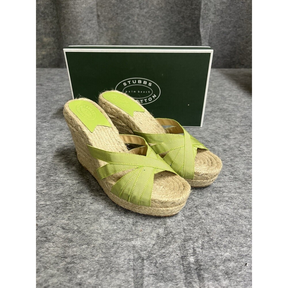 Stubbs Wooton Sandals Womens 9 Apple Grace Espadrilles Wedges Rib Open Toe